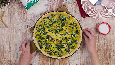 Quiche de Espinacas, Champiñones y Queso Parmesano - Libro de Recetas